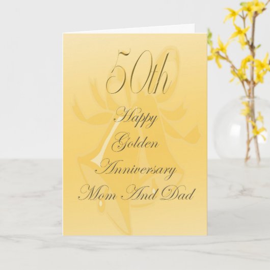 50e bruiloft Jubileum Kaart voor moeder en vader (Gele Bloem)