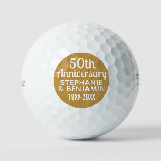 50e bruiloft Jubileum - Kan goud bewerken Golfballen (Voorkant)