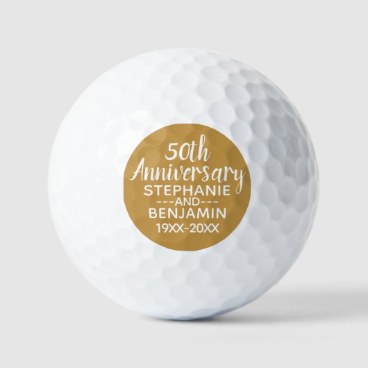50e bruiloft Jubileum - Kan gouden kleur bewerken Golfballen (Voorkant)