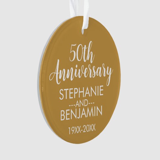 50e bruiloft Jubileum kan gouden kleur foto bewerk Ornament (voorkant)