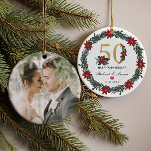 50e bruiloft Jubileum kerstcadeaus Ornament