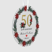 50e bruiloft Jubileum kerstcadeaus Ornament (voorkant)