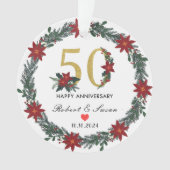 50e bruiloft Jubileum kerstcadeaus Ornament (voorkant)