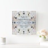 50e bruiloft Jubileum Marble Pattern Vierkante Klok (Huis)