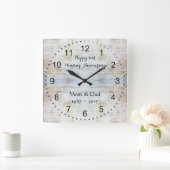 50e bruiloft Jubileum Marble Pattern Vierkante Klok (Huis)