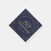 50e bruiloft Jubileum marineblauw gouddstof Servet (Hoek)