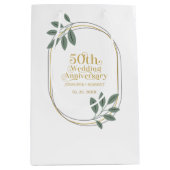 50e bruiloft Jubileum met een groen lijst Medium Cadeauzakje (Voorkant)