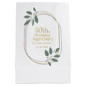 50e bruiloft Jubileum met een groen lijst Medium Cadeauzakje (Achterkant)