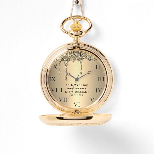 50e bruiloft Jubileum Modern Elegant Fiftieth Horloge (Voorkant)