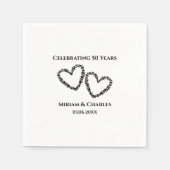 50e bruiloft Jubileum Modern gepersonaliseerd hart Servet (Voorkant)