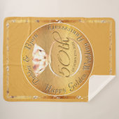 50e bruiloft Jubileum Oker & Rozen Sherpa Deken (Voorkant (horizontaal))