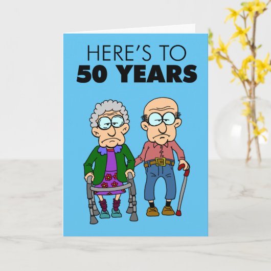 50e bruiloft Jubileum oud worden Kaart (Gele Bloem)