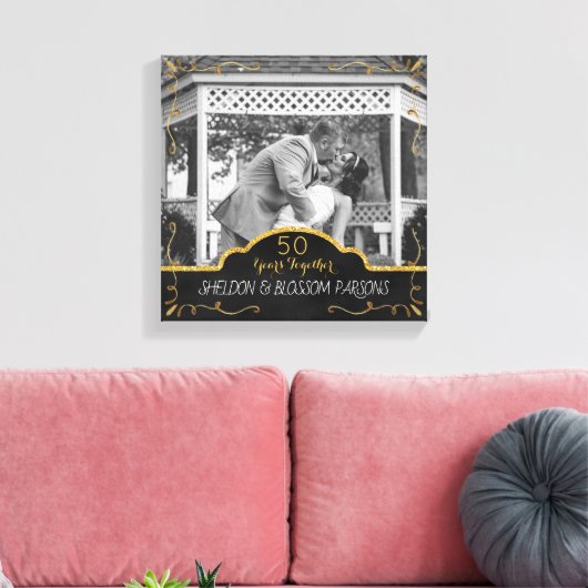 50e bruiloft Jubileum paar foto aandenken Canvas Afdruk (Insitu (Woonkamer))