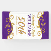 50e bruiloft Jubileum Paars Gold Vlaams Spandoek (Horizontaal)