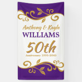 50e bruiloft Jubileum Paars Gold Vlaams Spandoek (Verticaal)