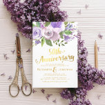 50e bruiloft Jubileum Paarse gouden bloemen Kaart<br><div class="desc">Elegant nodigt 50e trouwdag uit met een klassieke witte achtergrond, een pastel paarse waterverf floral display, een stijlvolle faux gouden folie-typografische titel en een moderne sjabloon van verjaardagsfeestjes. Voor verdere verpersoonlijking, te klikken gelieve de knoop "aanpast het"om deze sjabloon te wijzigen. Alle tekststijl, kleuren en grootten kunnen worden aangepast aan...</div>