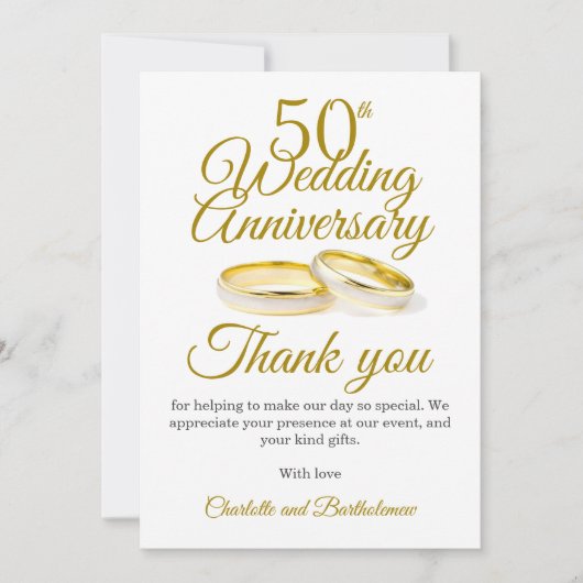 50e bruiloft Jubileum Partij Bedankkaart (Voorkant)
