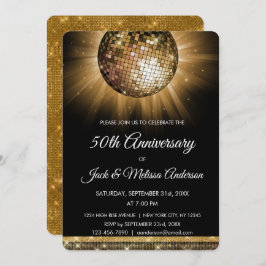50e bruiloft Jubileum partij Gold Disco Ball Kaart