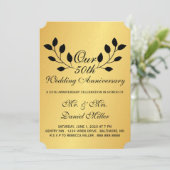 50e bruiloft Jubileum partij Gold Invite Kaart (Staand voorkant)