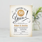 50e bruiloft Jubileum Partij - Gold White Invita Kaart (Staand voorkant)