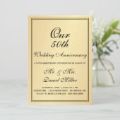50e bruiloft Jubileum Partij Light Gold Invite Kaart (Staand voorkant)