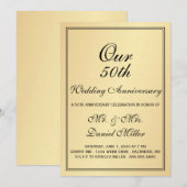 50e bruiloft Jubileum Partij Light Gold Invite Kaart (Voorkant / Achterkant)