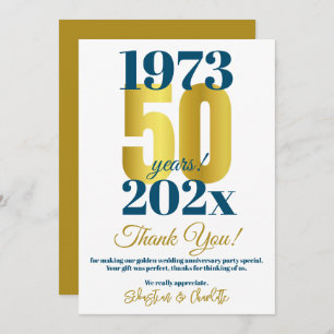 50e bruiloft Jubileum Party Dank u Bedankkaart