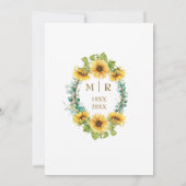 50e bruiloft Jubileum Party Elegante Zonnebloemen Kaart (Achterkant)