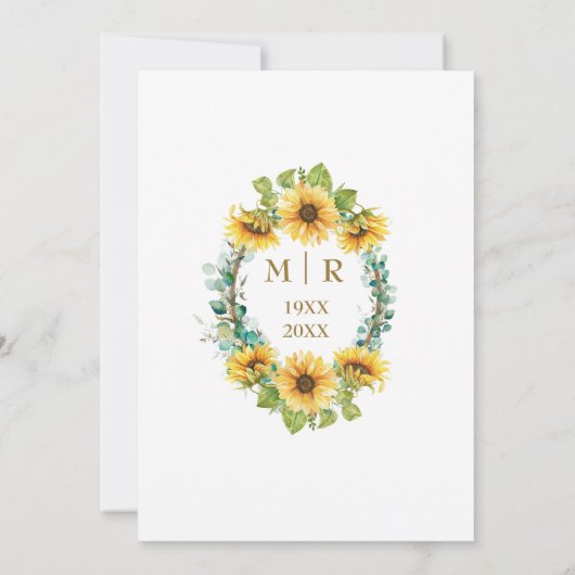 50e bruiloft Jubileum Party Elegante Zonnebloemen Kaart (Achterkant)