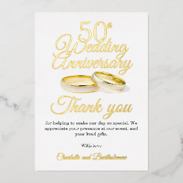 50e bruiloft Jubileum Party Folie dank u kaart