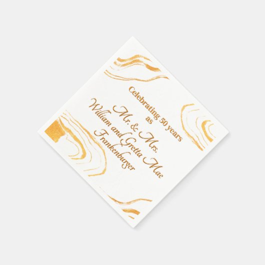 50e bruiloft Jubileum Party Goud en wit Servet (Hoek)