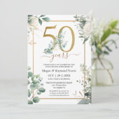 50e bruiloft Jubileum Party Goud Groen Feest Kaart (Staand voorkant)