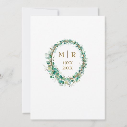 50e bruiloft Jubileum Party Goud Groen Feest Kaart (Achterkant)