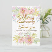 50e bruiloft Jubileum Party Roos Bedankkaart (Staand voorkant)