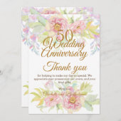 50e bruiloft Jubileum Party Roos Bedankkaart (Voorkant / Achterkant)