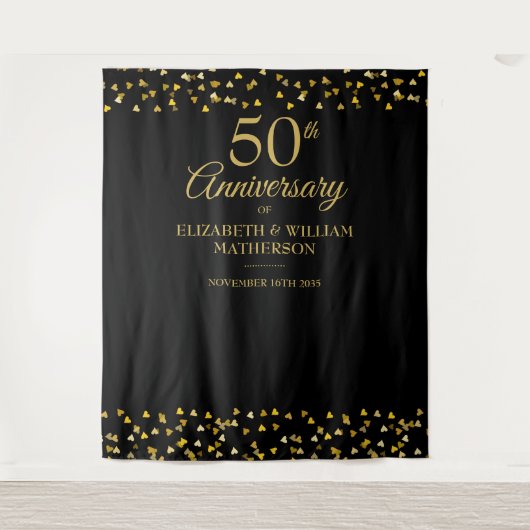 50e bruiloft Jubileum Photo Booth Achtergrond Wandkleed (Voorkant)