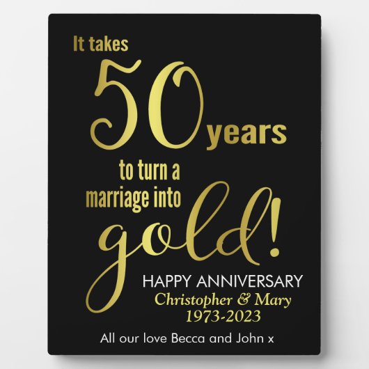 50e bruiloft Jubileum Plaque Fotoplaat (Voorkant)