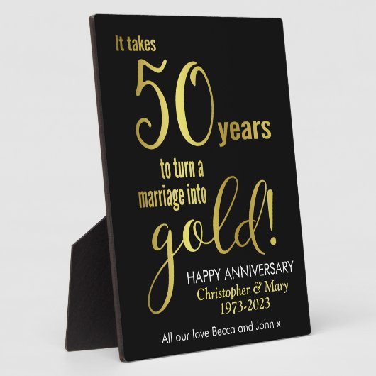 50e bruiloft Jubileum Plaque Fotoplaat (Zijkant)