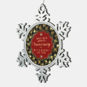 50e bruiloft Jubileum Rood Zwart & Goud Tin Sneeuwvlok Ornament (Rechts)