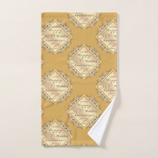 50e bruiloft Jubileum Roos Gold Towel Bad Handdoek (Handdoek)