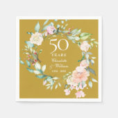 50e bruiloft Jubileum Rozen Bloemengoud Servet (Voorkant)