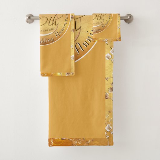 50e bruiloft Jubileum Rozen edelsteen Bad Handdoek (Insitu)