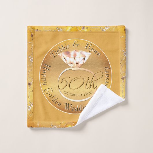 50e bruiloft Jubileum Rozen edelsteen Bad Handdoek (Wasdoekje)