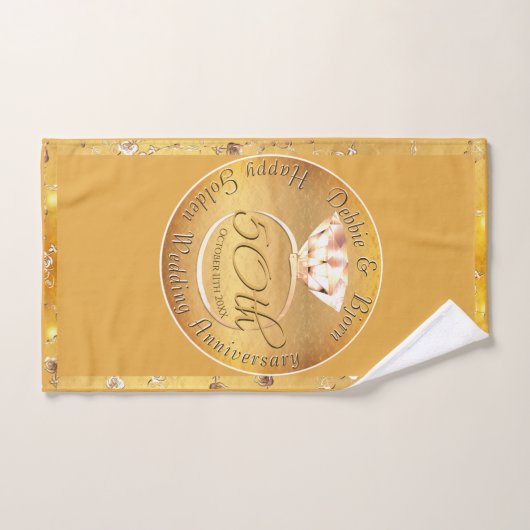 50e bruiloft Jubileum Rozen edelsteen Bad Handdoek (Handdoek)