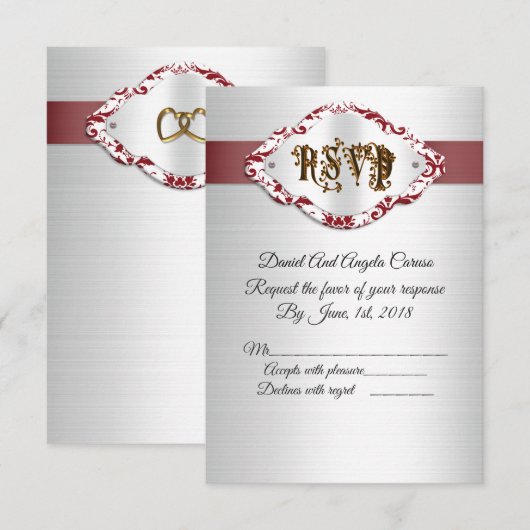 50e bruiloft Jubileum RSVP Kaart (Voorkant / Achterkant)