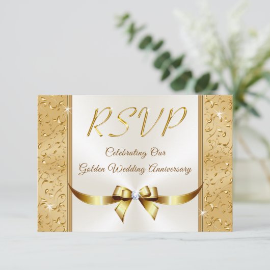  50e bruiloft Jubileum RSVP-kaarten Kaart (Staand voorkant)