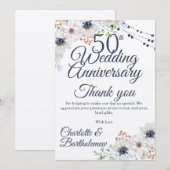 50e bruiloft Jubileum rustieke bloemen kraft Bedankkaart (Voorkant / Achterkant)