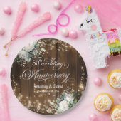 50e bruiloft Jubileum Rustieke String Lights Papieren Bordje (Feest)