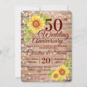 50e bruiloft Jubileum rustieke zonnebloem Kaart (Voorkant)