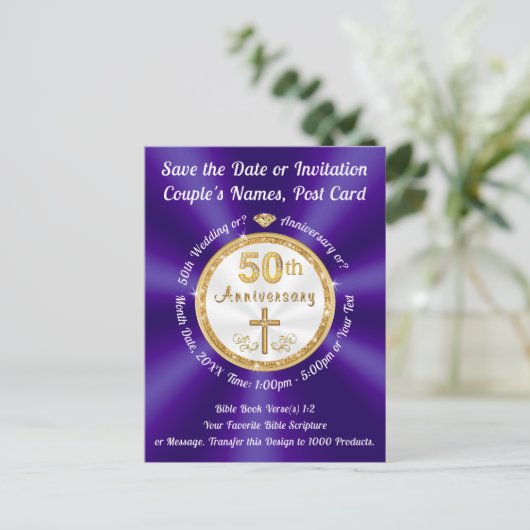 50e bruiloft Jubileum Save the Date Briefkaarten (Staand voorkant)